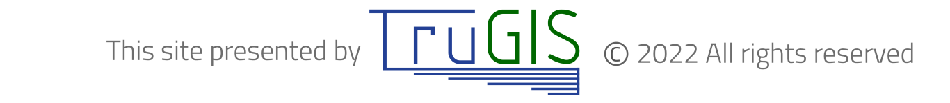 TruGIS logo and attribution in Circular Insights colors, blue, black and green