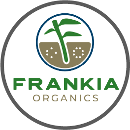 Green and brown plant logo for Frankia Organics Fertilizers
