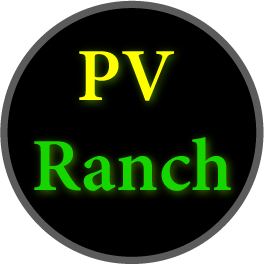 PV Ranch Grand Forks text Logo in Yellow and Green